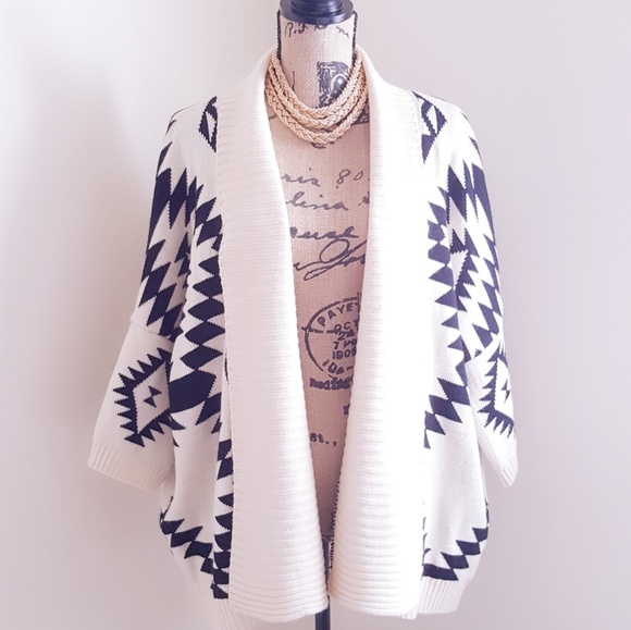 36 Point 5 Sweaters - Aztec Open Knit Cardigan